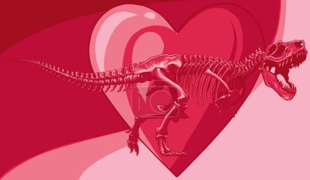 ilustración de esqueleto de dinosaurio Tyrannosaurus con corazón