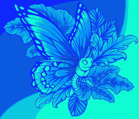 vector illustration of Leaves and butterfly