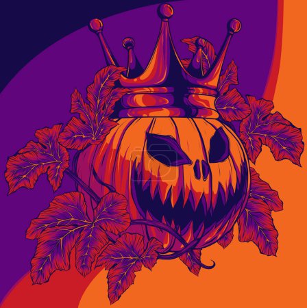 Halloween Pumpkin King vector illustration on white background.