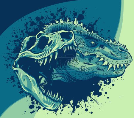ilustración de Tyrannosaurus rex con cráneo