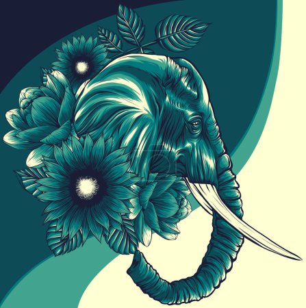 Mignonne tête d'éléphant en fleurs