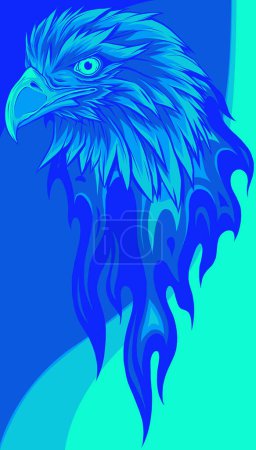 vector illustration of eagle with flames