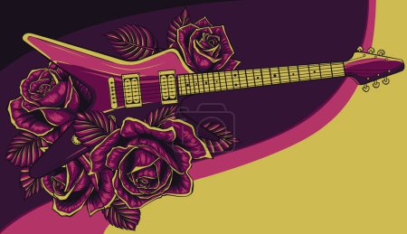 Illustration for Electric guitar with roses isolated on white background. - Royalty Free Image