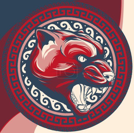 ilustración de Cougar Panther Head con decoración
