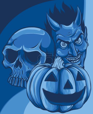 Halloween-Kürbis mit Totenköpfen, Vektor Illustration Art
