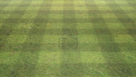 Photo for Sunny socccer or rugby artificial green grass field background. - Royalty Free Image