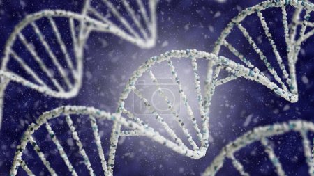 Téléchargez les photos : Rendu 3D des structures double hélix d'ADN en bleu et blanc. - en image libre de droit