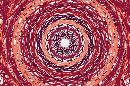 Foto de Fondo abstracto con líneas y círculos de color rojo y naranja sobre un fondo blanco en forma de garabato. Contexto - Imagen libre de derechos