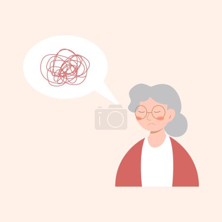 Photo for Woman has depression with bewildered thoughts in her mind. Loss of short-term memory, difficulty concentrating, problems planning and pondering things are symptoms of dementia. - Royalty Free Image