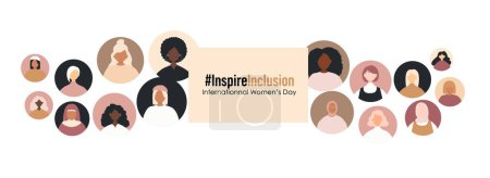 Illustration for International Women's Day banner. #InspireInclusion - Royalty Free Image