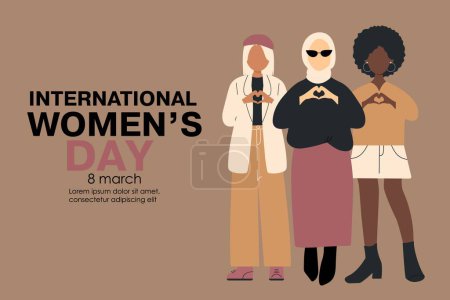 Téléchargez les illustrations : Bannière de la Journée internationale de la femme. #InspireInclusion - en licence libre de droit