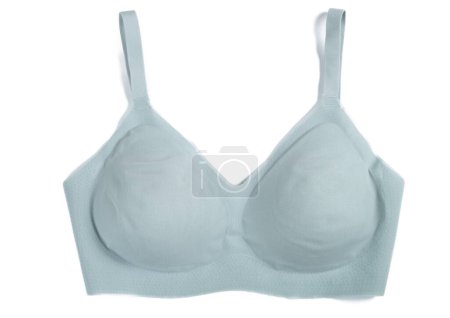 top view light blue bra for women on white background