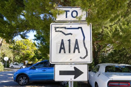 Téléchargez les photos : Sign for directions to Florida Highway A1A. Taken in St. Augustine, FL - en image libre de droit