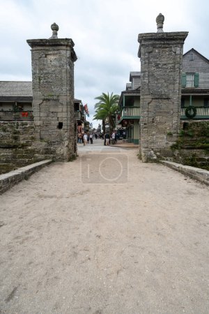 Photo for St. Augustine, Florida - December 31, 2022: The famous City Gate of Saint Augustine, for defense and beauty - Royalty Free Image