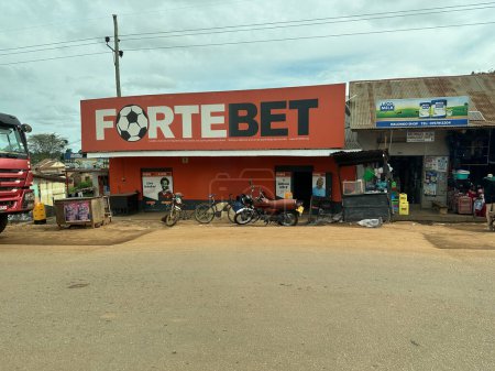Photo for Uganda, Africa - March 25, 2023: Sports book betting business Fortebet, where customers can bet on football soccer games - Royalty Free Image