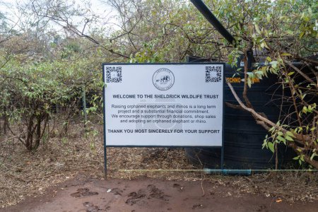 Photo for Nairobi, Kenya - March 17, 2023: Welcome sign at the Sheldrick Wildlife Trust that raises orphaned elephants - Royalty Free Image