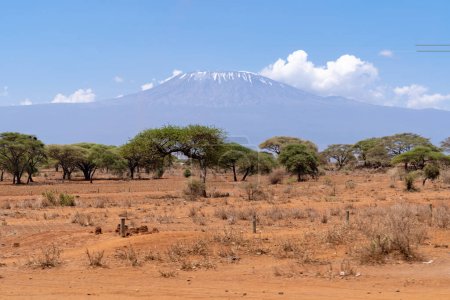 Blick auf den Mt. Kilimandscharo, von der kenianischen, afrikanischen Seite an einem klaren Tag