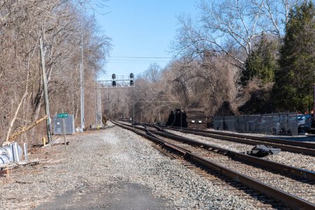 Train tracks in Clifton Virginia near Clifton Station, where the VRE and Amtrak trains run through