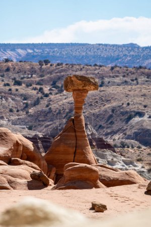 Interesting toadstool rock formation along the Toadstools trail - Grand Staircase-Escalante National Monument, Utah