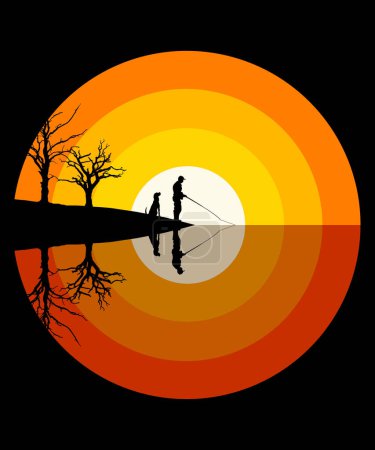 Photo for Here is a wilderness sunset that is a graphic concentric circle design. It is on a transparent background. - Royalty Free Image