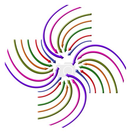 Téléchargez les photos : Une spirale de flèches sont disposées en un motif dans cette illustration en 3 jours pour être utilisé comme une image de fond. - en image libre de droit