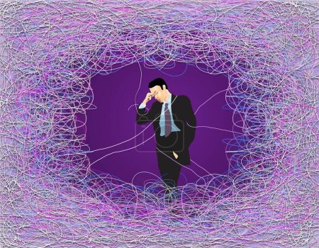 Foto de A distressed business man is seen with strings attached to him. This 3-d illustration refers to the adage that something free has no strings attached. - Imagen libre de derechos