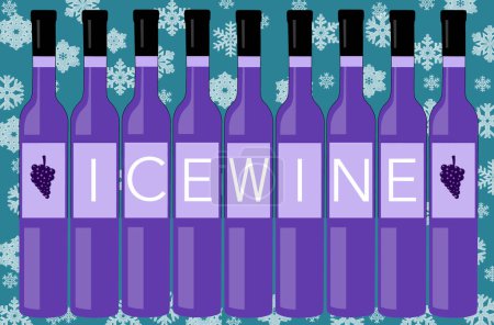 Téléchargez les photos : Voici une illustration sur le vin de glace. Bouteilles de vin de glace sont alignés dans une illustration colorée
. - en image libre de droit