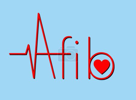 Photo for EKG graph peaks and valleys are seen turning into the word afib, an abbreveation for atrial fibrillation in headline type to go with information about this heart disease. - Royalty Free Image