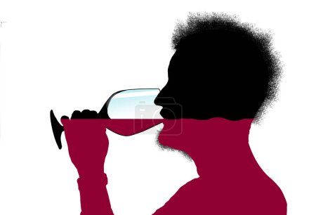 Photo for A man is filled up on wine in this illustration about drinking alcoholic drinks. - Royalty Free Image