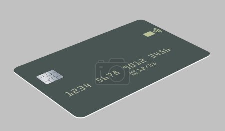 Eine generische grüne Kredit- oder Debitkarte wird in einer 3-D-Abbildung gesehen.