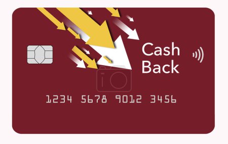 Téléchargez les photos : Une carte générique de mercredi de récompenses en cash back est isolée sur le fond dans une illustration en 3-d. - en image libre de droit