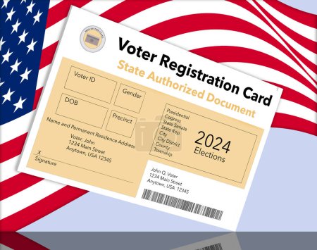 Here is a mock, generic state issued voter registration card