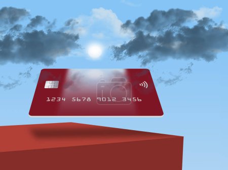Sunshine breaks through the clouds and reflects off of a great credit card. This is a 3-d illustration.