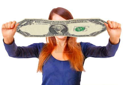 Eine Hand streckt einen Dollar in dieser 3-D-Illustration aus, um mit der Inflation in der Wirtschaft Schritt zu halten. Dies ist isoliert auf weißem Hintergrund mit Textfläche und Kopierbereich.