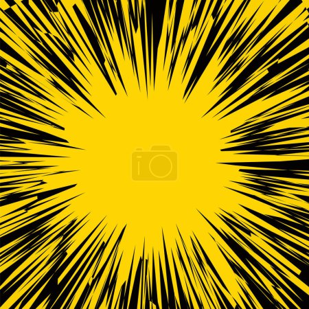 Foto de Explosión amarilla Flash, Explosión de dibujos animados, Explosión estelar sobre fondo oscuro. - Imagen libre de derechos