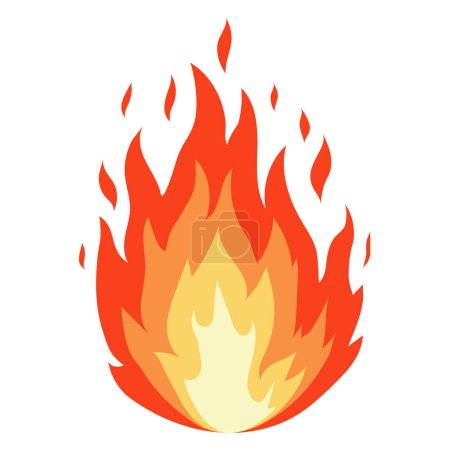 Photo for Fire Icon Isolated on White Background. Cartoon Flames. Bonfire Logo. Hot Red Sparks. Dangerously and Explosive Symbol. - Royalty Free Image