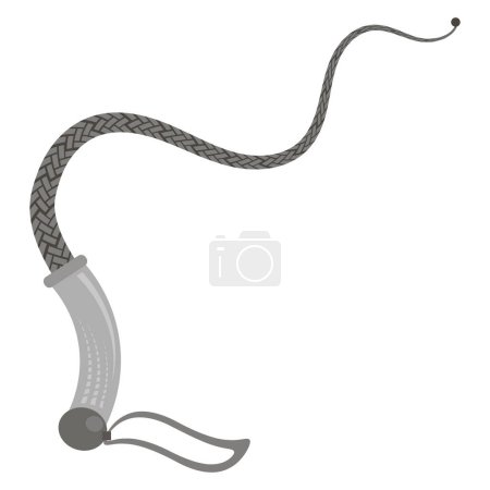 Illustration for Grey leather whip, fetish stuff for role playing and bdsm on a white background. - Royalty Free Image