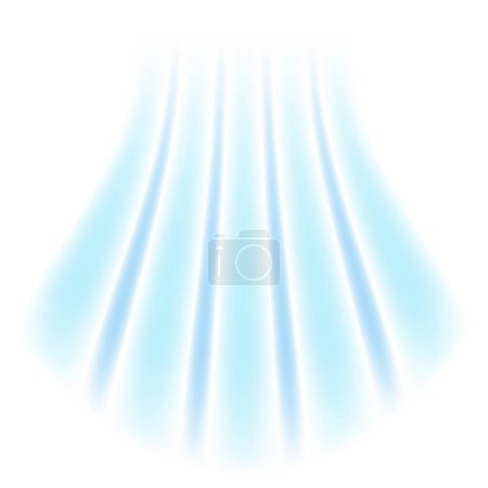 Ilustración de Flujo de aire fresco del acondicionador. Efecto de luz brillante con rayos azules. Imitación de viento frío o escarcha sobre fondo blanco. - Imagen libre de derechos
