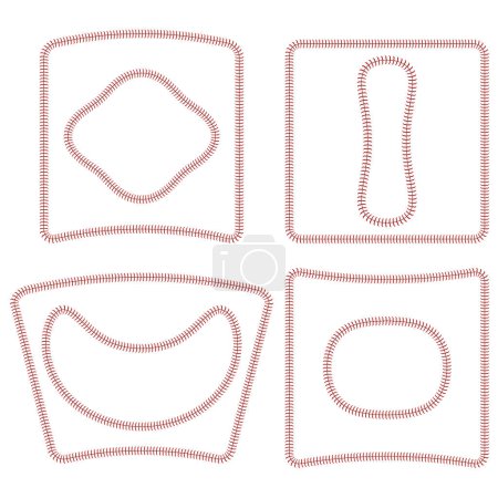 Illustration for Vector Baseball Stitches and Frames Set Isolated on White Background. - Royalty Free Image