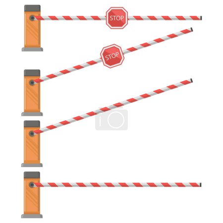 Illustration for Vector Street Classical Closed and Open Road Barrier Set Isolated on White Background. - Royalty Free Image