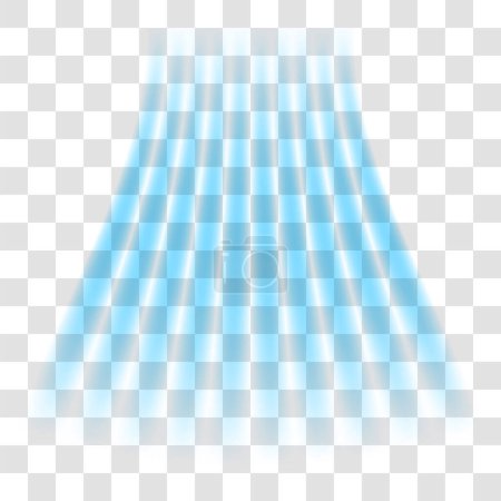 Illustration for Vector Fresh air flow from the conditioner. Sparkling light effect with blue rays. Imitation cold wind or frost on checkered background. - Royalty Free Image