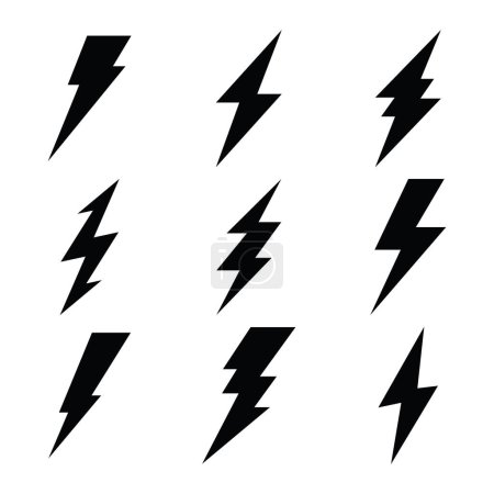 Illustration for Thunder and Bolt Lighting Flash Icons Set vector illustration - Royalty Free Image