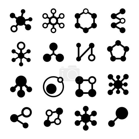 Téléchargez les photos : Icônes de molécules Illustration vectorielle sur fond blanc - en image libre de droit