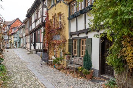 Historische Fachwerkhäuser in Quedlinburg am Schlossberg, Sachsen-Anhalt