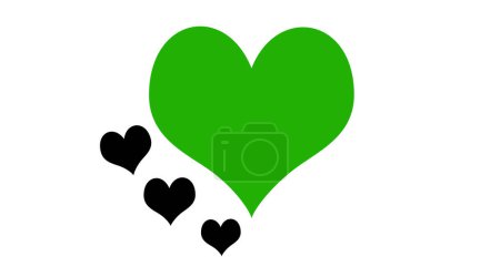 Hearts flat icons.Silhouette of Green heart on white background,I love you symbol.Love and romance sign