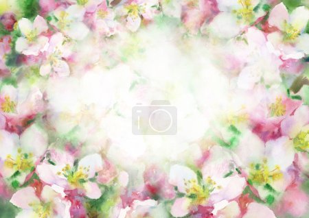 Photo for Blossoming spring  tree,  floral background. Watercolor illustration. - Royalty Free Image