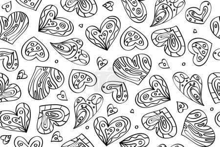 Photo for Vector seamless hearts pattern, black silhouettes isolated on white. - Royalty Free Image