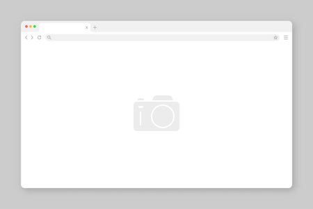 Blank web browser window with tab, toolbar and search field. Modern website, internet page in flat style. Browser mockup for computer, tablet and smartphone. Vector illustration.