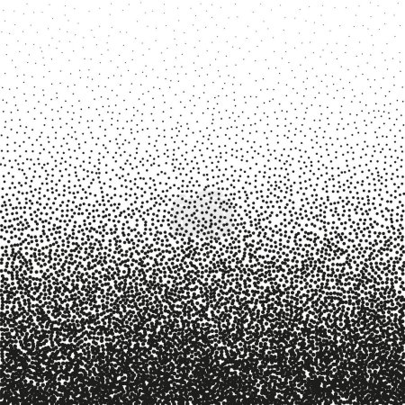 Patrón de punteado, fondo geométrico punteado. Stippling, dibujo punteado, sombreado usando puntos. Desintegración de píxeles, efecto de medio tono aleatorio. Textura granulada de ruido blanco. Ilustración vectorial.