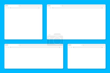 Illustration for Blank web browser window with tab, toolbar and search field. Modern website, internet page in flat style. Browser mockup for computer, tablet and smartphone. Adaptive UI. Vector illustration. - Royalty Free Image